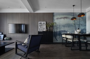 保利观塘75平方两居室现代风格客厅电视墙装修效果图