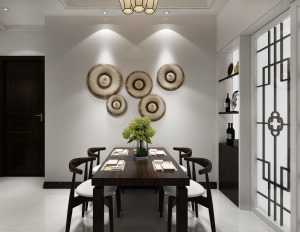 东方明珠新中式风格大户型装修效果图，餐厅装修效果图。