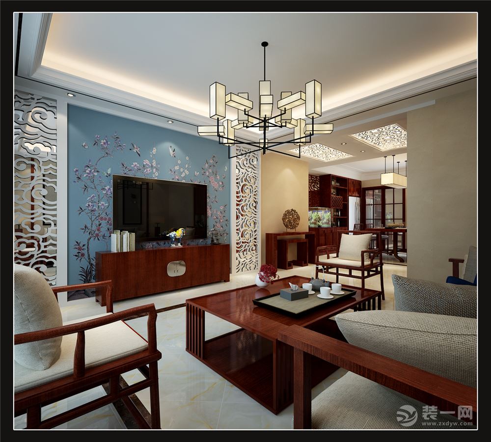 新中式风格三居室客厅装修设计