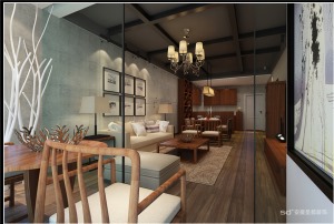 客厅loft中式风格装修效果图