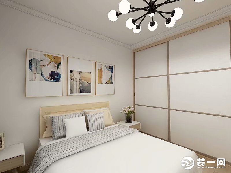 卧室用来清新淡雅的原木色系，让怎个空间更加和谐温馨