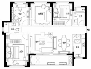 130M2简欧风格家居，用现代设计手法进行新旧融合，简约而又不简单家居装修。