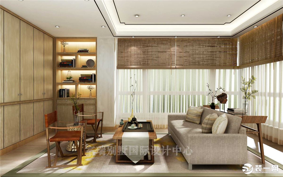 北京室瑞装饰建邦华府300平现代轻奢风格别墅--茶室