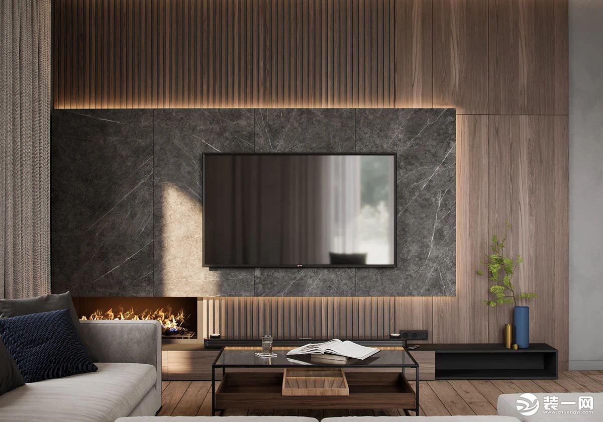 客厅颜色以原木色和白灰三色为主，简洁美观，让整体更为协调，层次更加分明，使整体感觉更显得简洁大气。