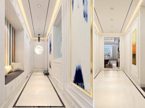 北京室瑞装饰建邦华府300平现代轻奢风格别墅--走廊