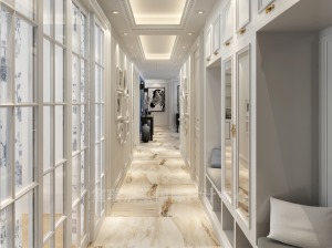 北京室瑞别墅装饰珠江帝景法式轻奢风格--走廊