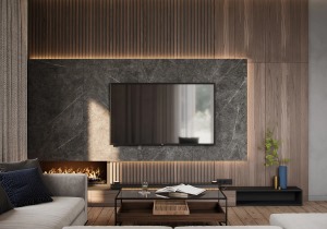 客厅颜色以原木色和白灰三色为主，简洁美观，让整体更为协调，层次更加分明，使整体感觉更显得简洁大气。