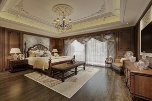 卧室设计重在淡雅、古朴, 因此床头设计以床和床品为中心, 以简洁实用、玲珑精致为设计原则。