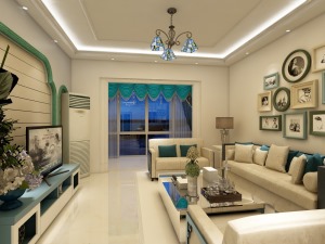 客廳搭配地中海風格家具，搭配和諧，空間層次廣