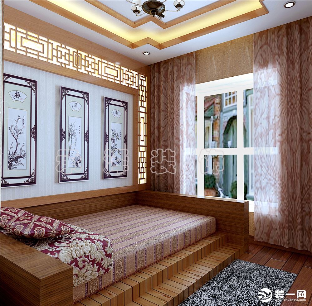 128平米中式风格卧室装修图