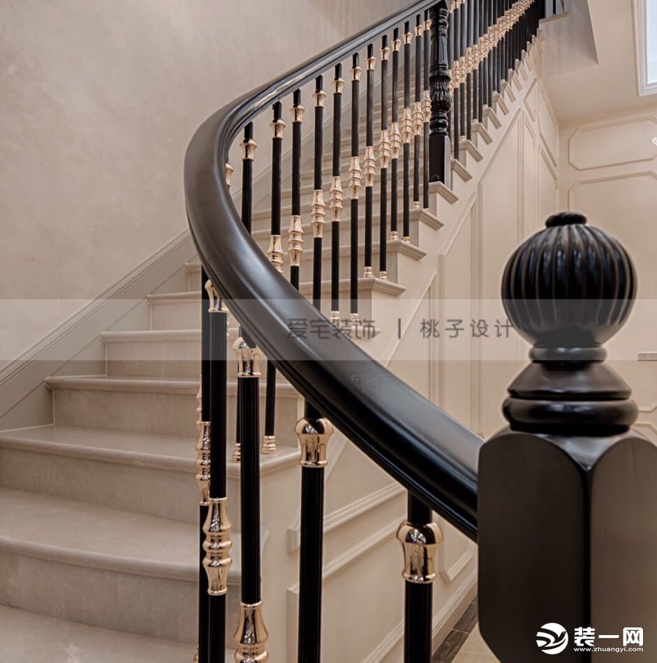 楼梯【重庆爱宅装饰】万科哲园360㎡法式混搭风格实景案例