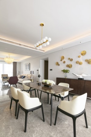 重庆爱宅装饰 恒大山水城170²大户型 餐厅 美式轻奢风格装修效果图