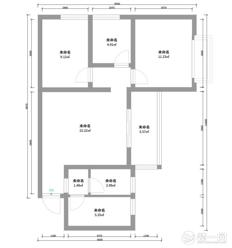 郑州水平线装饰-七里香堤两居室户型图