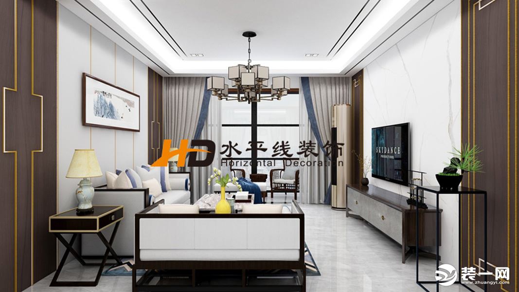 郑州水平线装饰-南航家属院三居室客厅效果图