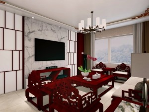郑州水平线装饰-春和景明三居室中式风装修