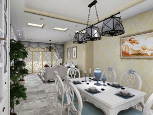 七里香堤三居室-客餐厅整体效果图