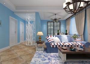 鄭州水平線裝飾-橡樹玫瑰城兩居室-客廳裝修效果圖