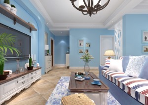 鄭州水平線裝飾-橡樹玫瑰城兩居室-客廳裝修效果圖