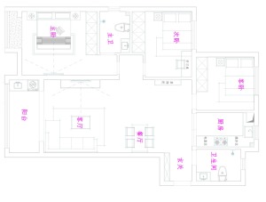 郑州水平线装饰-北禄庄社区120平米三居室-户型平面布局图