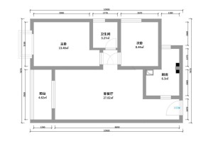 郑州水平线装饰-金光铁道家园两居室-北欧风装修-户型图