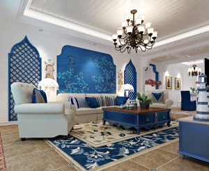 亚星盛世三室两厅地中海风格装修效果图 设计师杨秀国作品