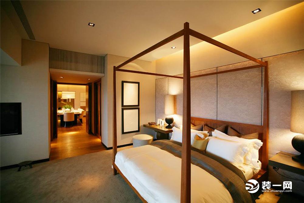 中式风格的卧室装修设计木材结构中式风格中国人内在的宗教情结完美的结合在起