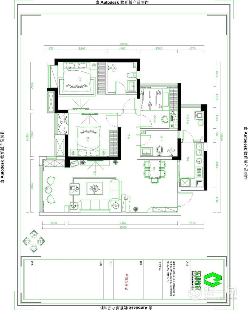 泸州乐巢筑家装饰128平三居室平欧式风格装修效果图