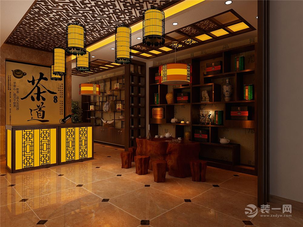 济南中式风格茶叶店装修设计案例图
