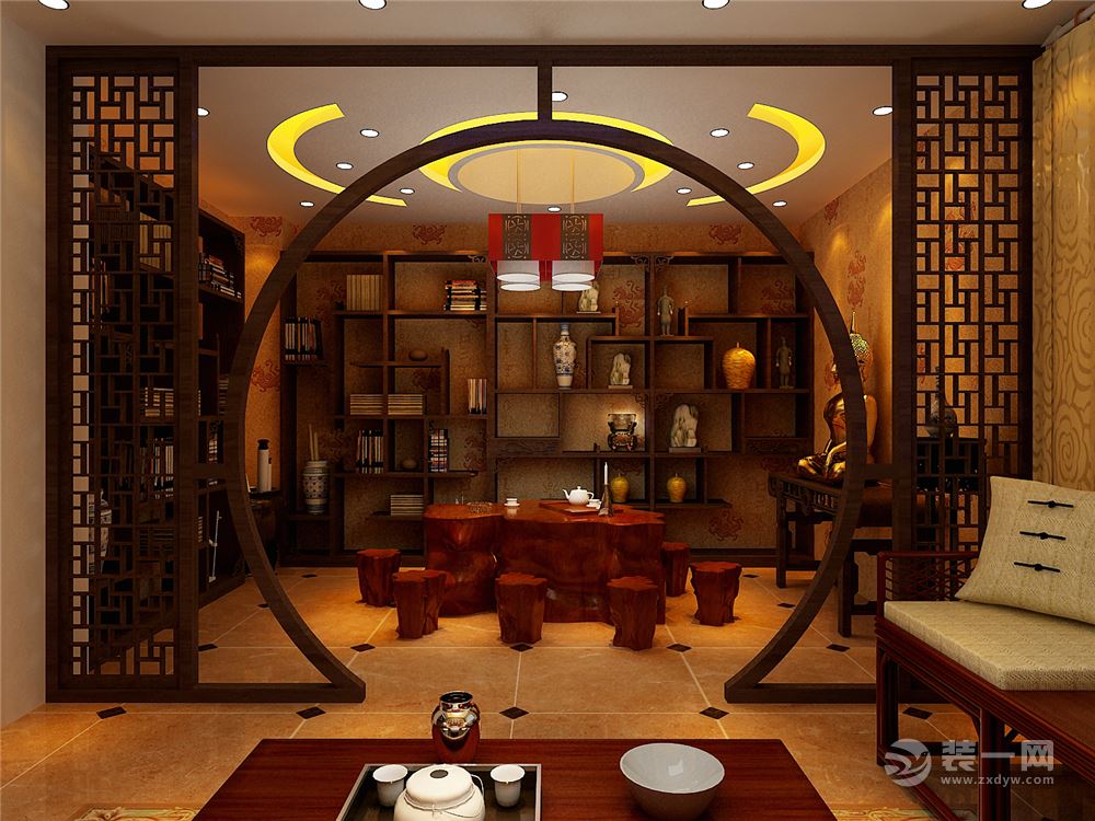 济南中式风格茶叶店装修设计案例图-拓辰装饰首席设计师作品