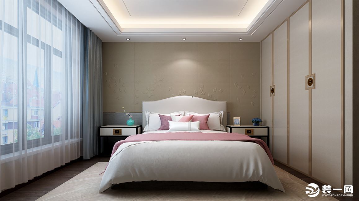 淡粉色床品让空间更加的典雅，让空间更加的时尚