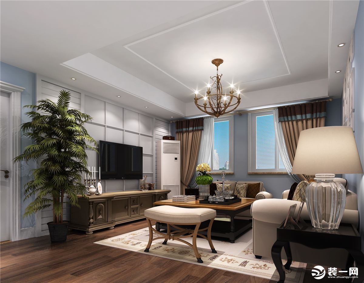 【图】上海金融小区叠加别墅装修效果图新中式风格220平米_欧坊国际设计