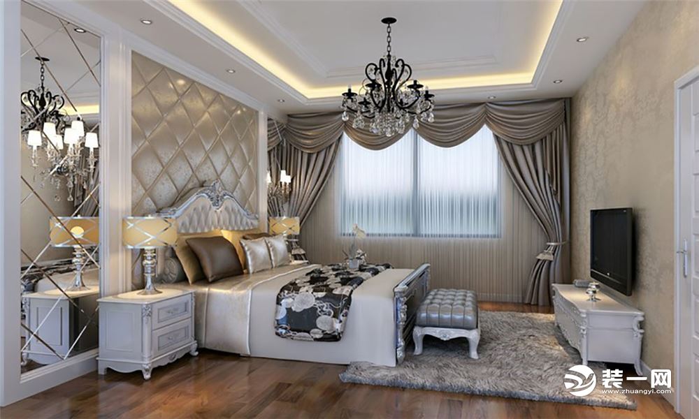 欧式卧室，以米色为主调的欧式设计，简单舒适。