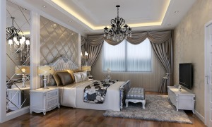 欧式卧室，以米色为主调的欧式设计，简单舒适。