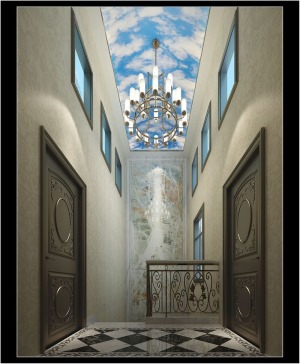 天空调天花板，配搭着欧式建筑，仿佛置身于异国空间内。