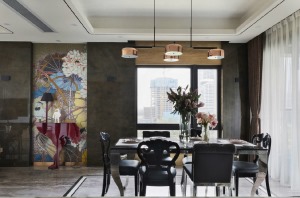 米兰天地装饰-现代简约轻奢风格4居室餐厅实景图