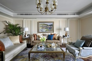 米兰天地装饰   现代美式风格温馨奢雅范客厅实景图