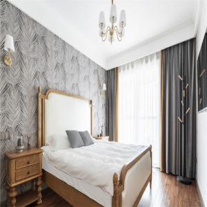 米兰天地装饰-现代美式风格卧室实景图
