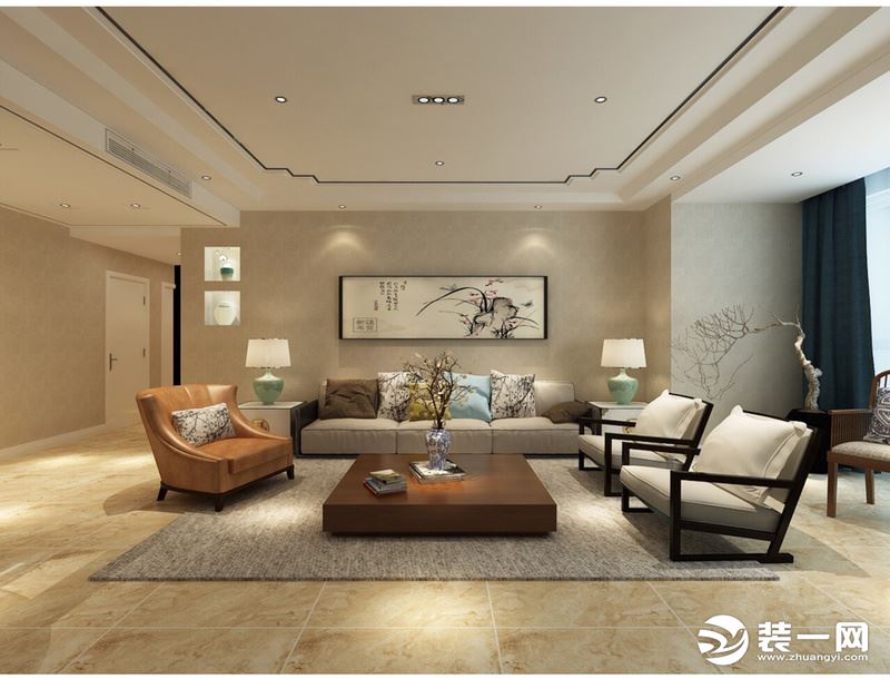 铜仁安富尊荣装饰名家汇115平米新中式风格客厅装修效果