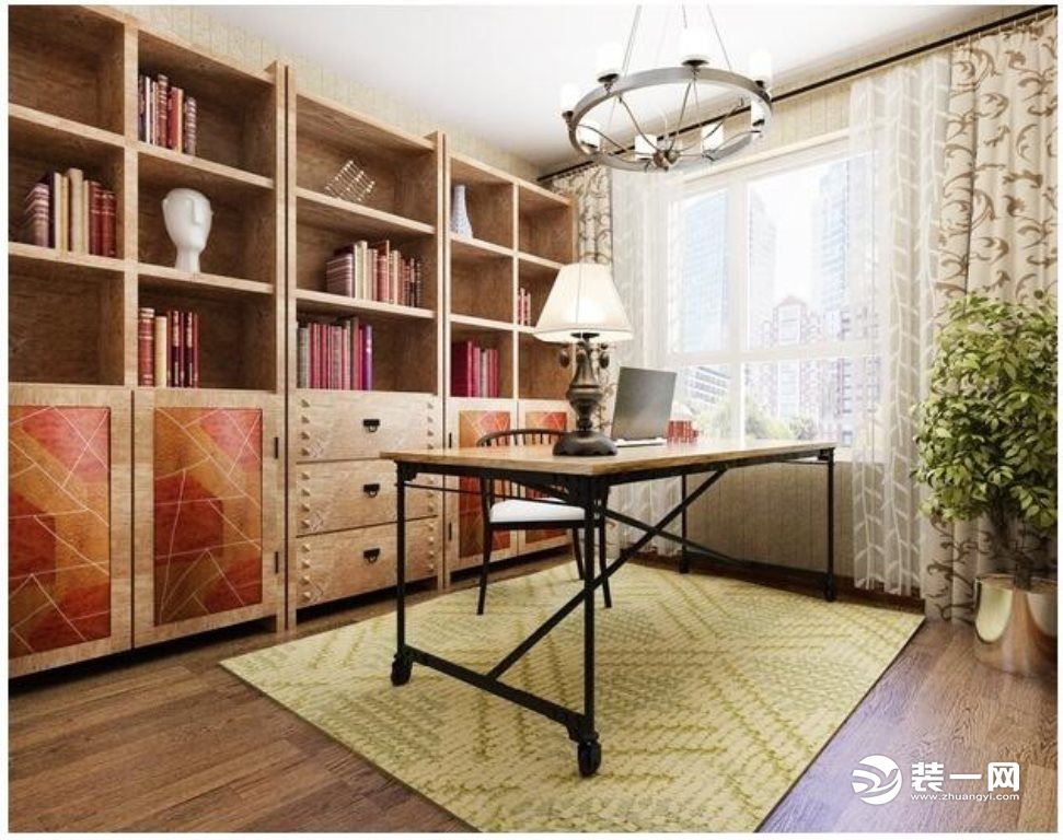 美式风格三居室装修效果图书房