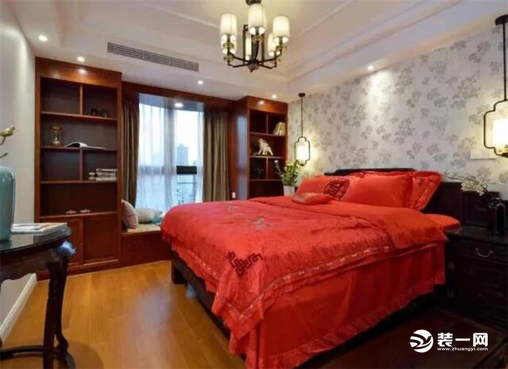 中式风格三居室装修效果图卧室