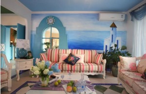 地中海风格三居室客厅装修图片