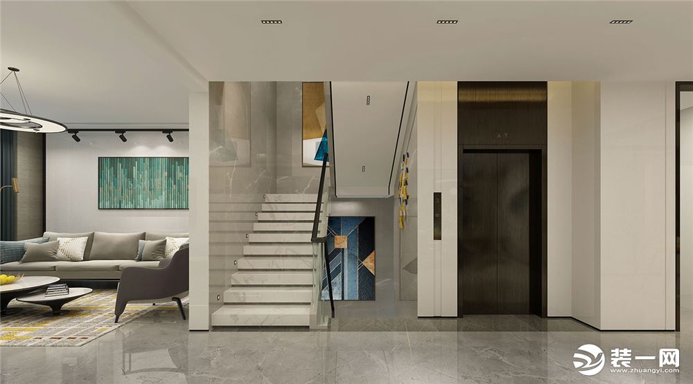 楼梯襄阳极美组设计山水华府700平别墅现代简约风格装修案例设计