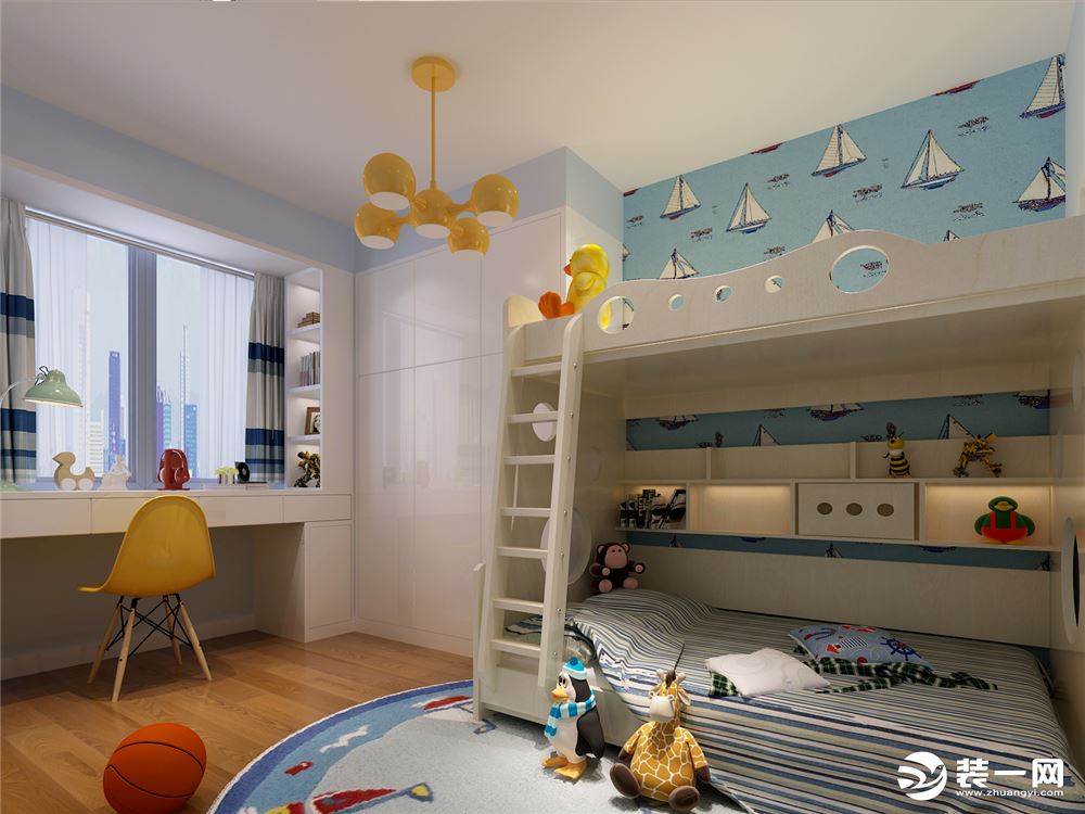 139平三居室现代简约风格儿童房装修效果图