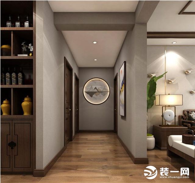 玄关青藤国际装饰世茂天慧新中式139平四居室装修案例设计