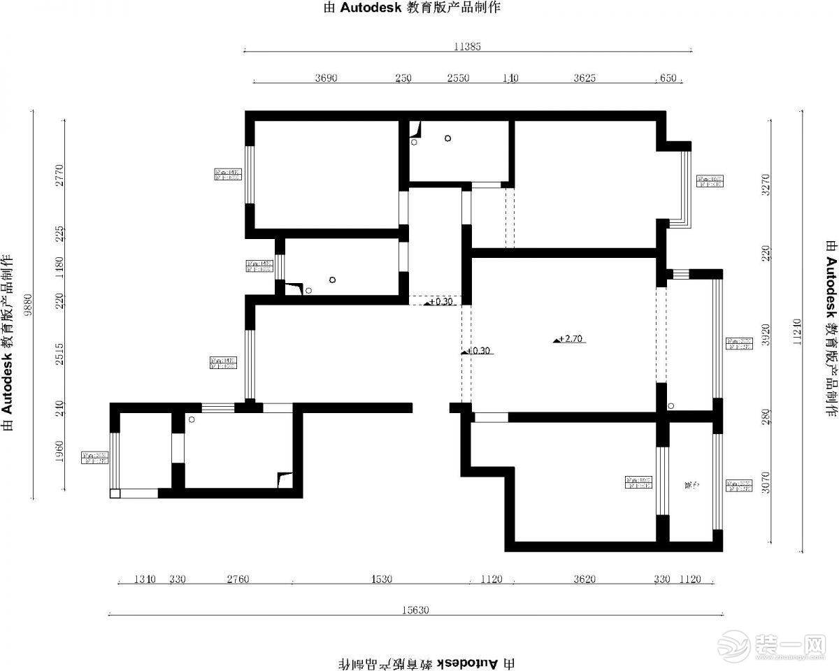 青藤国际装饰世茂天慧新中式139平四居室装修案例设计布局图