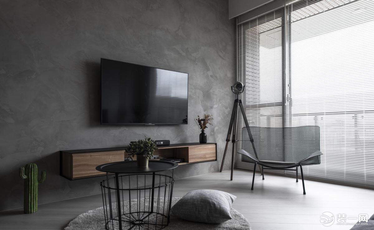 【方林装饰】武汉保利时代88平室内简约现代黑白灰风格装修客厅效果图