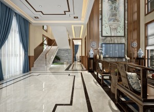 【武汉方林装饰】政府一公务中式风格别墅设计图客厅
