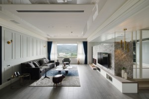 【方林装饰】武汉都市风景121平室内简约现代风格装修客厅效果图