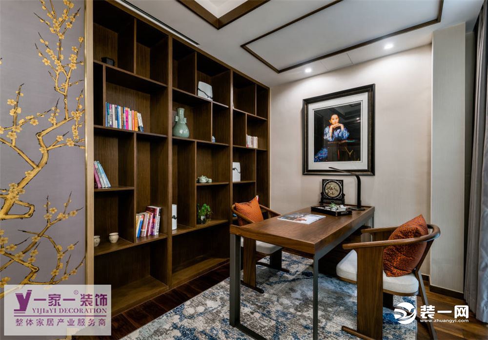 中式风格三居室书房装修设计效果图