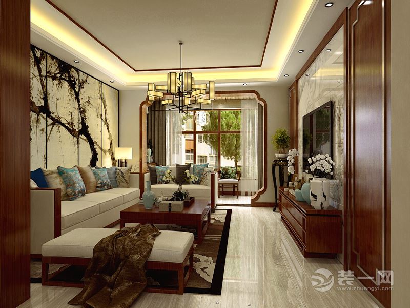 保利海上罗兰三室两厅两位143平方现代中式风格--设计师张媛媛